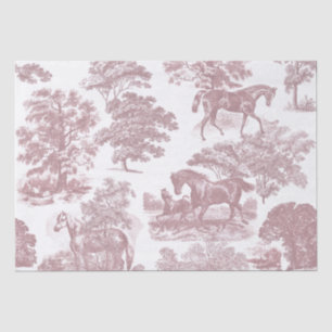 Elegant Chic Rustic Horses Soft Pink Toile  Tissue Paper