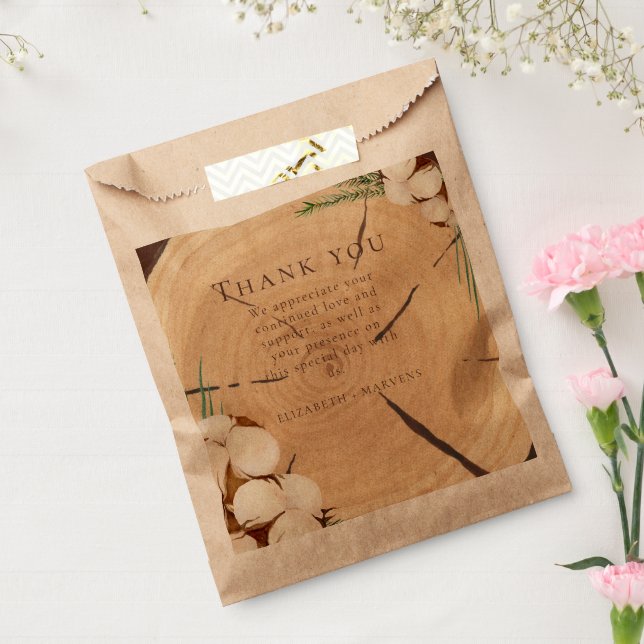 Elegant & Chic Rustic Wedding Wooden Thank You Favour Bag (Sealed)