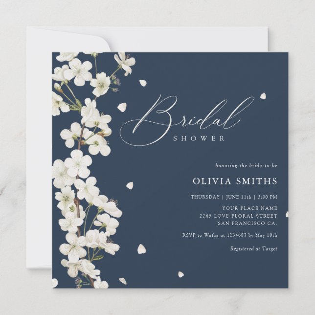 Elegant Chic Sage Green Boho Floral Bridal Shower Invitation (Front)