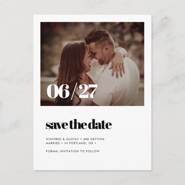 Elegant chic Save the date photo Postcard (Front)
