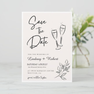 Elegant Chic Script Love Heart Wedding Photo Thank Save The Date