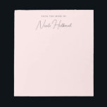 Elegant Chic Script Name Blush Pink Personalized  Notepad<br><div class="desc">This notepad design features a beautiful blush pink background with elegant yet simple typography. All colours in this design are customizable.</div>