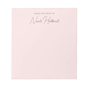 Elegant Chic Script Name Blush Pink Personalized  Notepad