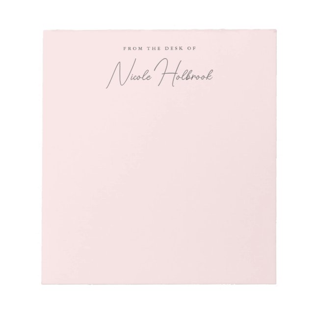 Elegant Chic Script Name Blush Pink Personalized  Notepad (Front)