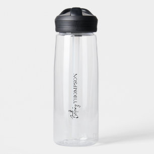 Elegant Chic Script Vertical Monogram  Water Bottle