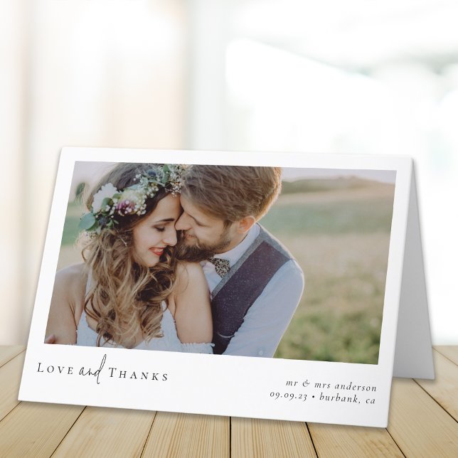 Elegant Chic Script Wedding Photo Thank You Card (Creator Uploaded)