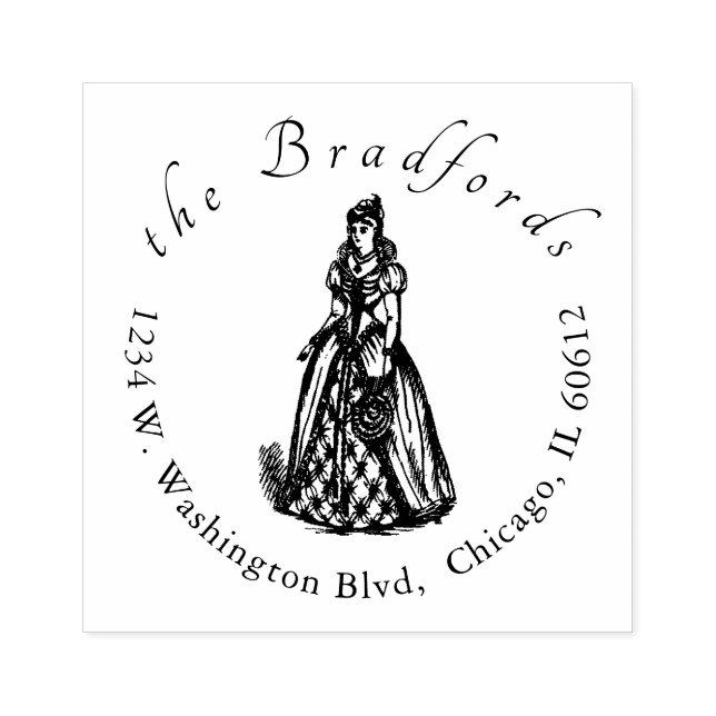 Elegant Chic Script Weddings Name Return Address Rubber Stamp (Imprint)