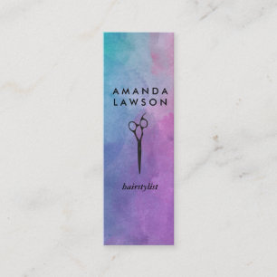 Elegant Chic Shears Comb Watercolor Mini Business Card