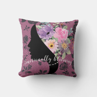 Elegant Chic Silhouette Romantic Flowers Graphic Throw Pillow