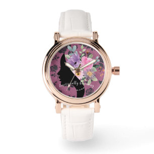Elegant Chic Silhouette Romantic Flowers Graphic Watch