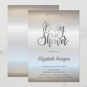 Elegant Chic Silver Baby Shower Invitation