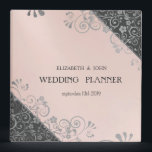 Elegant Chic Silver  Flowers Binder<br><div class="desc">Elegant silver flowers on grey pink  background wedding planner.</div>
