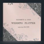 Elegant Chic Silver Flowers Binder<br><div class="desc">Elegant silver flowers on grey pink background wedding planner.</div>
