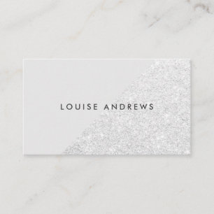 Elegant chic silver glitter colour block beauty business card