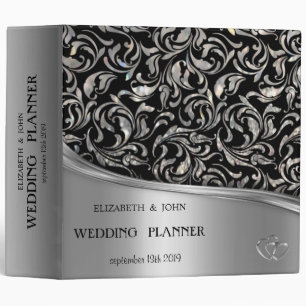 Elegant Chic Silver Hearts, Swirls Binder