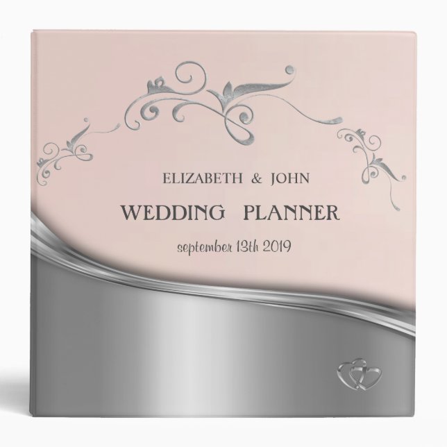 Elegant Chic Silver Swirls Wedding Planner Binder (Front)