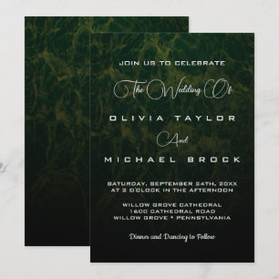 Elegant chic simple formal rustic green wedding invitation