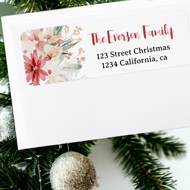 Elegant chic Soft Watercolor Floral Christmas (Elegant chic Soft Watercolor Floral Christmas Label)