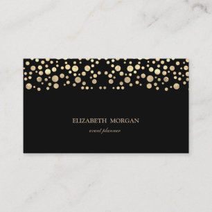 Elegant Chic Sophisticated,Gold Confetti,Black Business Card