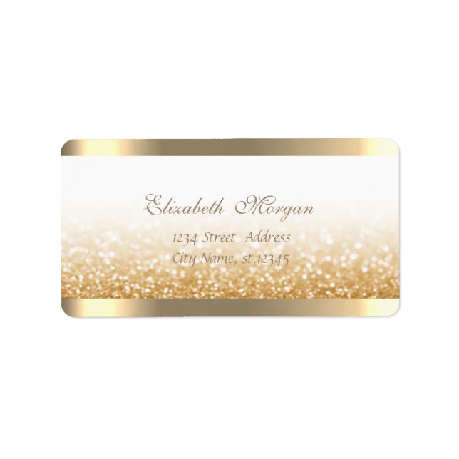 Elegant Chic  Sophisticated,Striped,Glittery Bokeh Label (Front)