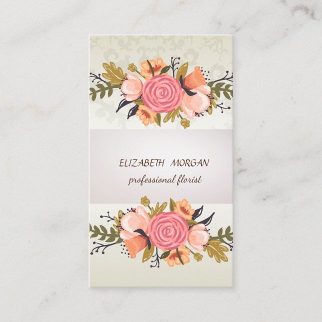 Elegant Chic  Stripe ,Lace, Floral Business Card (Front)