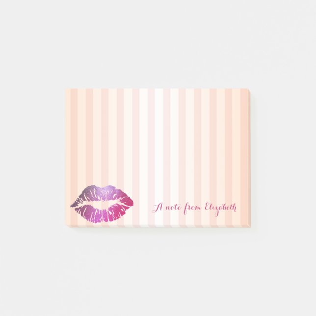 Elegant Chic Striped  Stylish Girly , Lips Post-it Notes (Front)