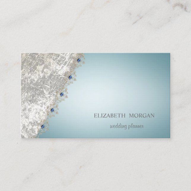Elegant Chic Stylish,Blue Business Card (Front)