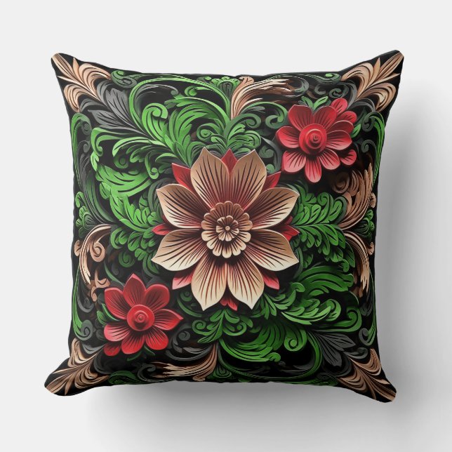 Elegant Chic Stylish Floral Luxury Colourful Throw Pillow (Front)