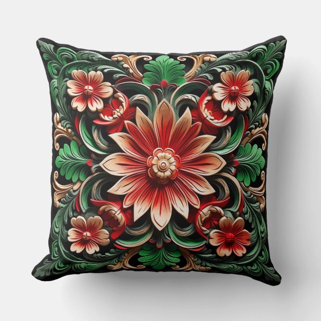 Elegant Chic Stylish Floral Luxury Colourful Throw Pillow (Front)