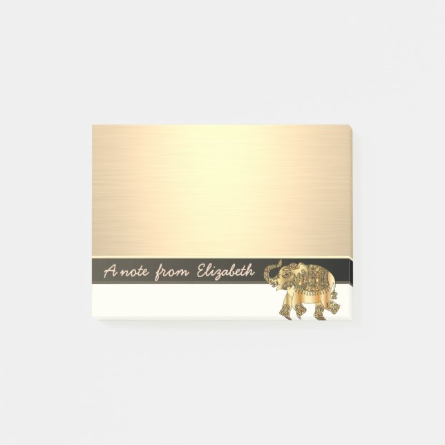 Elegant Chic  Stylish Girly ,Faux Gold Elephant Post-it Notes (Front)