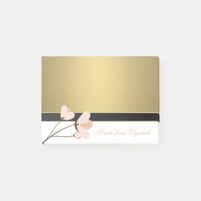 Elegant Chic  Stylish Girly ,Faux Gold,Rose Post-it Notes (Front)