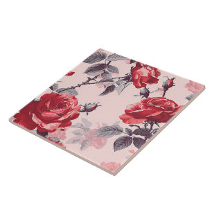 Elegant Chic Stylish Girly Flowers Rose Trendy Tile