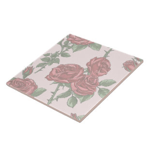 Elegant Chic Stylish Girly Flowers Rose Trendy Tile