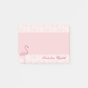 Elegant Chic Stylish Girly, Lace, Pink Flamingo Post-it Notes
