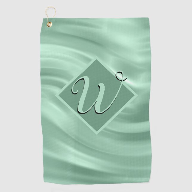 Elegant Chic Teal Swirl Monogram Initial Stylish Golf Towel (Front)