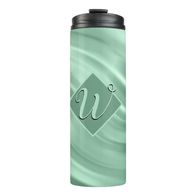 Elegant Chic Teal Swirl Monogram Initial Stylish Thermal Tumbler (Front)