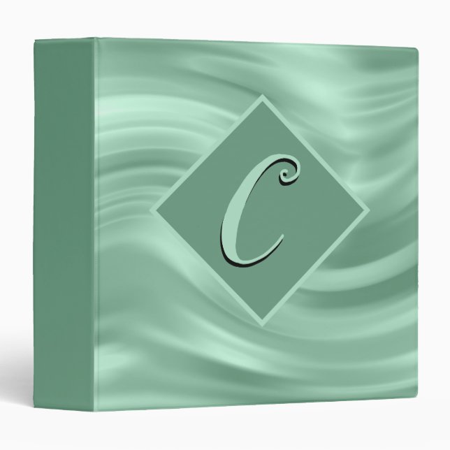 Elegant Chic Teal Swirl Monogram Stylish Binder (Front/Spine)