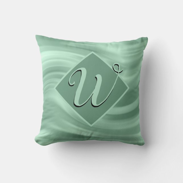 Elegant Chic Teal Swirl Monogram Stylish Throw Pillow (Front)