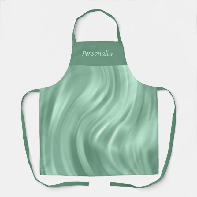 Elegant Chic Teal Swirl Pattern Personalized Apron (Front)