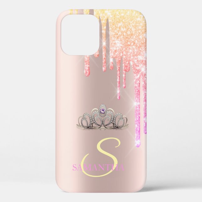 Elegant Chic Tiara Cool Glitter Drips Case-Mate iPhone Case (Back)