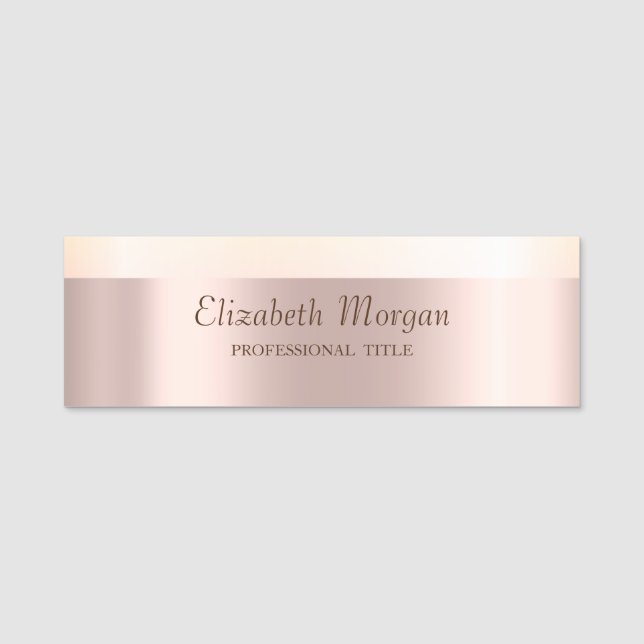 Elegant Chic Trendy, Stripe,Rose Gold Name Tag (Front)