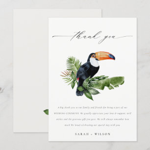 Elegant Chic Tropical Rainforest Toucan Wedding Thank You Card