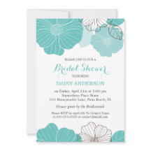 Elegant Chic Turquoise Green Floral Bridal Shower
