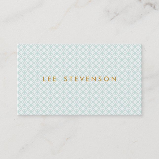 Elegant Chic Turquoise Lattice Pattern Business Card (Front)