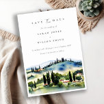 Elegant Chic Tuscany Italy Watercolor Landscape Save The Date<br><div class="desc">Tuscany Italy Watercolor Landscape Theme Collection.- it's an elegant script watercolor Illustration of Tuscany mountain landscape,  perfect for your Italian destination wedding & parties. It’s very easy to customize,  with your personal details. If you need any other matching product or customization,  kindly message via Zazzle.</div>