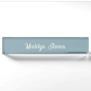 Elegant Chic Typography Dusty Blue Personalized Nameplate