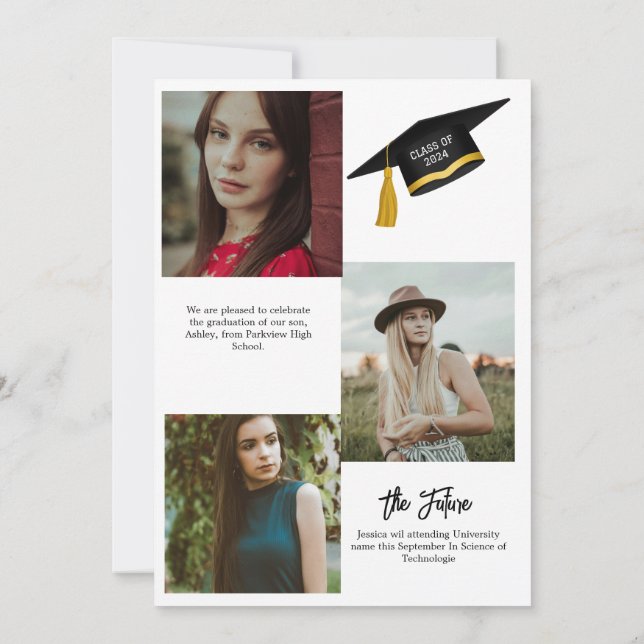 Elegant Chic Typography Graduation Party Announcement (Back)