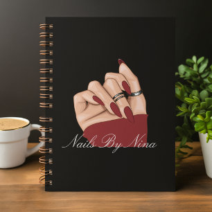 Elegant Chic Typography Nail Beauty Salon Black Planner