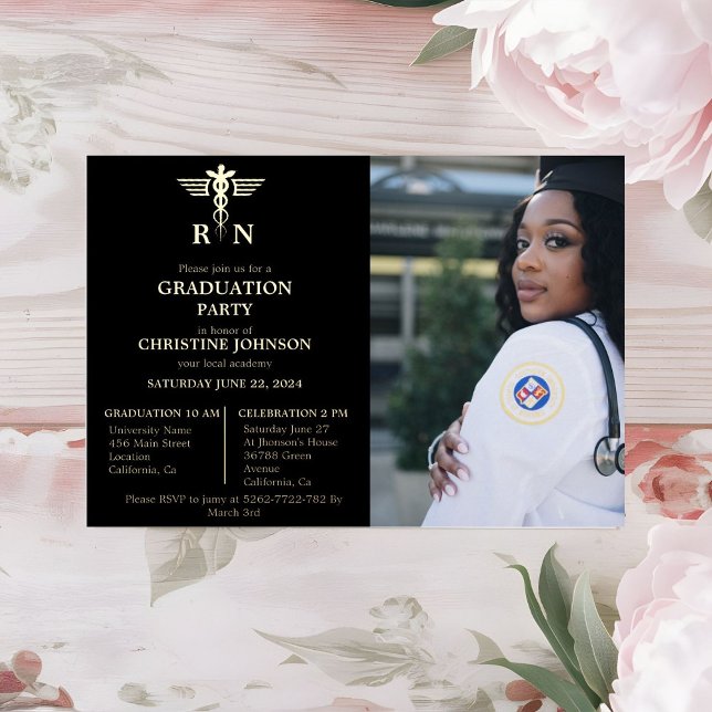 Elegant Chic Typography Nurse Graduation Party Foi (Creator Uploaded)