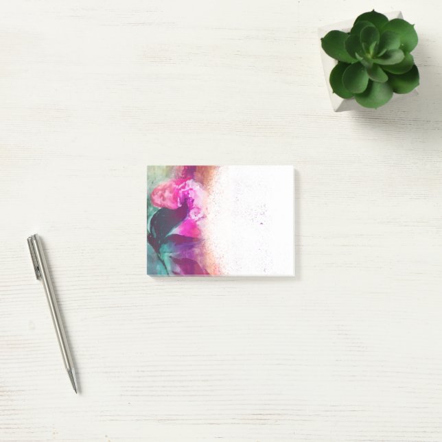 Elegant Chic Vibrant Pink Floral Black Foliage Post-it Notes (Office)